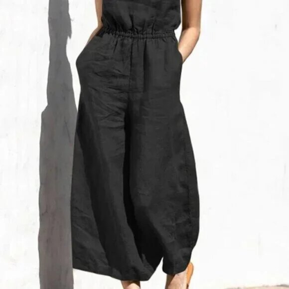 Loose Fitting Wide Leg Smoke & Ashes Jumpsuit Black - Picture 5 of 5